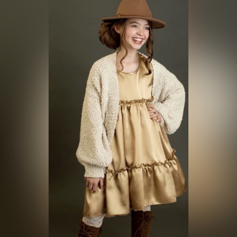 NWT Joyfolie Mia Joy Loralei Dress Gold Size 12 - Picture 2 of 7
